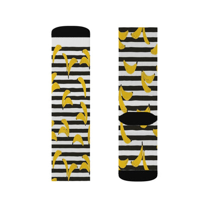 Banana Stripe Socks - Fun and Unique Style, Ideal Gift for Friends and Family, Perfect for Casual Wear and Celebrations