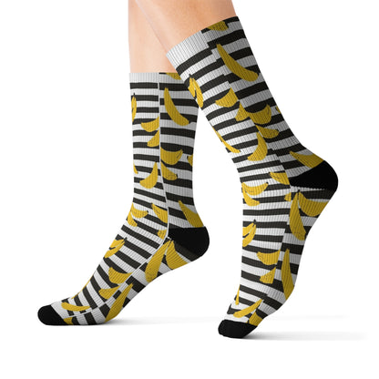 Banana Stripe Socks - Fun and Unique Style, Ideal Gift for Friends and Family, Perfect for Casual Wear and Celebrations