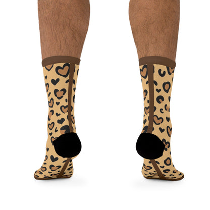 Trendy Leopard Print Recycled Poly Socks, Eco-Friendly Gift, Fun Fashion Accessory, Cozy Homewear, Perfect for Birthdays, Holidays