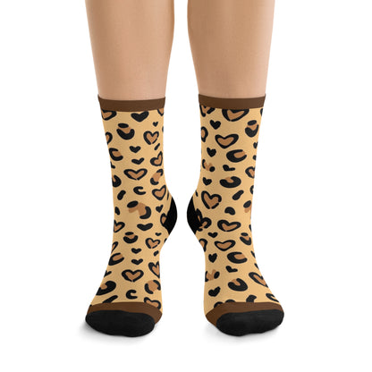 Trendy Leopard Print Recycled Poly Socks, Eco-Friendly Gift, Fun Fashion Accessory, Cozy Homewear, Perfect for Birthdays, Holidays