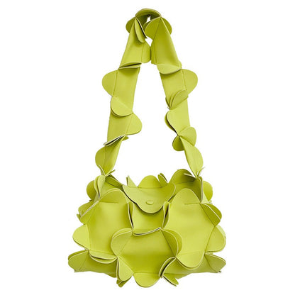 Mori soft girl fashion three-dimensional petal bag ins ladies one-shoulder underarm bag pu