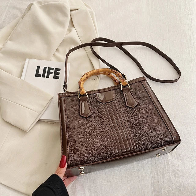 High Quality Leather Shoulder Bag For Women Luxury Alligator Handbag
