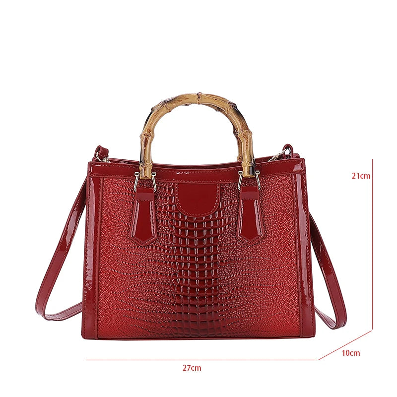 High Quality Leather Shoulder Bag For Women Luxury Alligator Handbag
