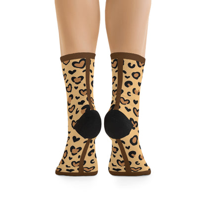 Trendy Leopard Print Recycled Poly Socks, Eco-Friendly Gift, Fun Fashion Accessory, Cozy Homewear, Perfect for Birthdays, Holidays