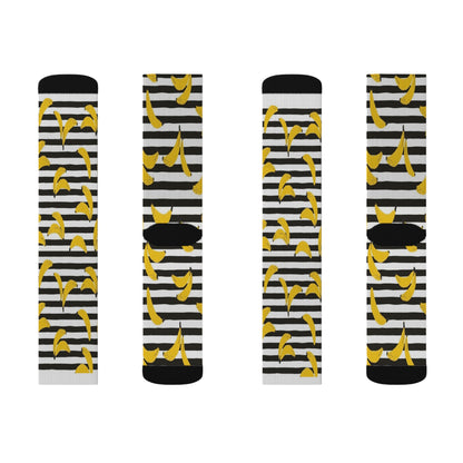 Banana Stripe Socks - Fun and Unique Style, Ideal Gift for Friends and Family, Perfect for Casual Wear and Celebrations
