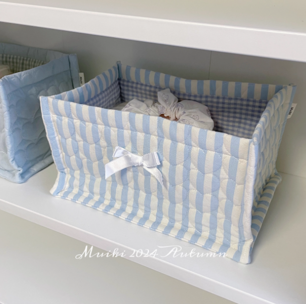 Quilted ins storage basket desktop good item storage cute storage frame