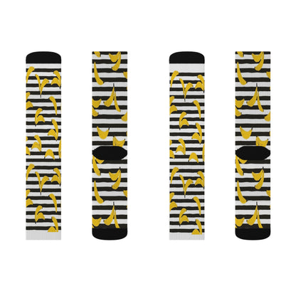 Banana Stripe Socks - Fun and Unique Style, Ideal Gift for Friends and Family, Perfect for Casual Wear and Celebrations
