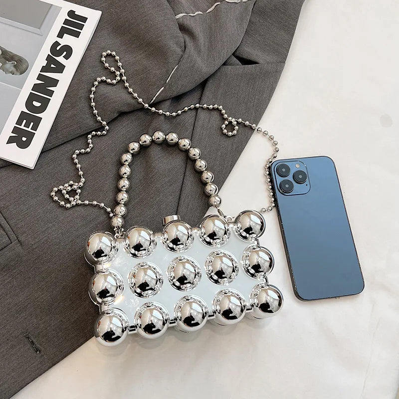 Fashionable mini lipstick bag trendy and versatile pearl chain crossbody bag