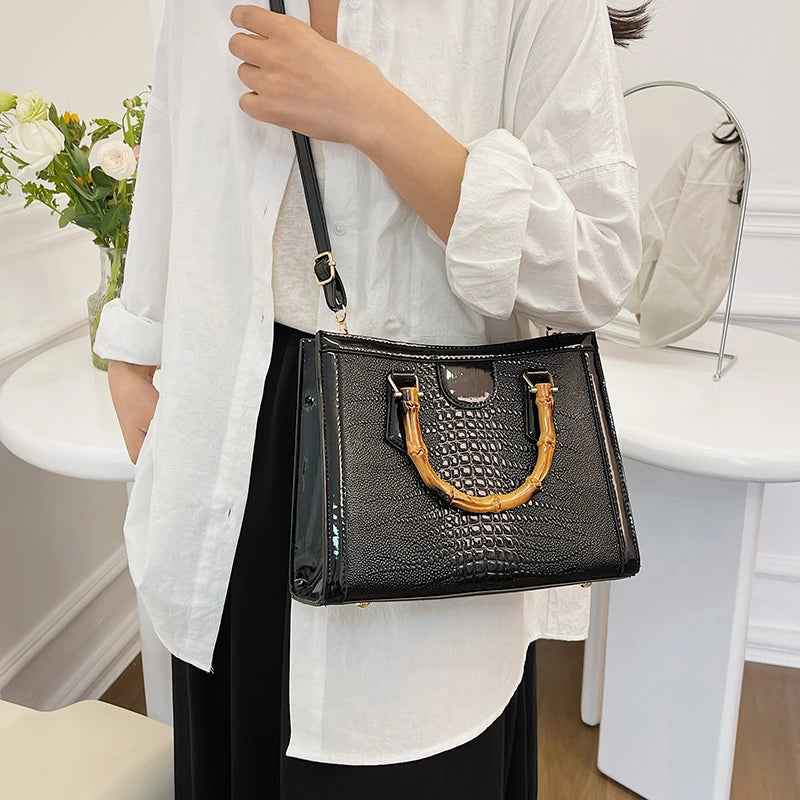 High Quality Leather Shoulder Bag For Women Luxury Alligator Handbag