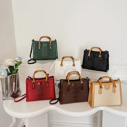 High Quality Leather Shoulder Bag For Women Luxury Alligator Handbag