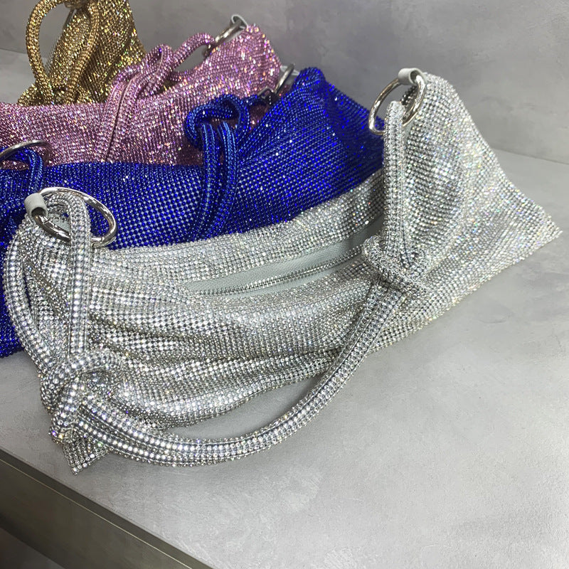 2mm New Women's Bag Rhinestone Bag With Diamonds One Shoulder Portable Diamond Underarm Bag