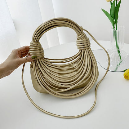 Luxury Design Line Bundle Evening Clutches Bag Designer Women's Knotted Underarm Bag Quality Leather Hobos Handbag and Purse