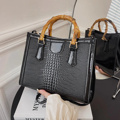 High Quality Leather Shoulder Bag For Women Luxury Alligator Handbag
