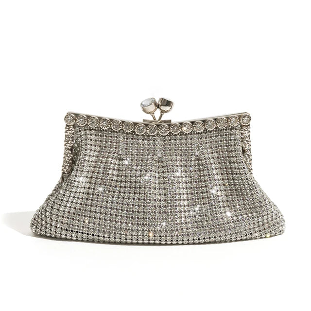 Rhinestone Beading Stylish Woman's Chain Crossbody Purse Shine Female Party Evening Tote Handbag Lady Trend Shoulder Bag